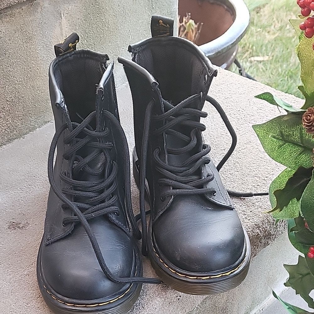 Dr. Martens Black Kids Lace-Up Boots